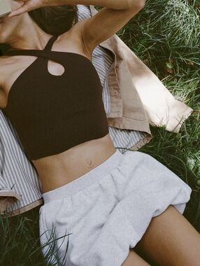 OFFLINE By Aerie Cloud Fleece Bubble Skort - Light Heather Gray